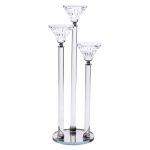 Підсвічник скляний на 3 свічки 12×37 см підсвічник декоративний прозорий на ніжці HP-4-17 - Зображення 3