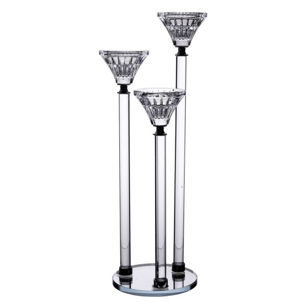 Підсвічник скляний на 3 свічки 12×37 см підсвічник декоративний прозорий на ніжці HP-4-17