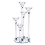 Підсвічник скляний на 5 свічок 16×37.5 см підсвічник декоративний прозорий на ніжці HP-4-18 - Зображення 2