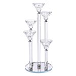 Підсвічник скляний на 5 свічок 16×37.5 см підсвічник декоративний прозорий на ніжці HP-4-18 - Зображення 4