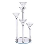 Підсвічник скляний на 5 свічок 16×37.5 см підсвічник декоративний прозорий на ніжці HP-4-18 - Зображення 5