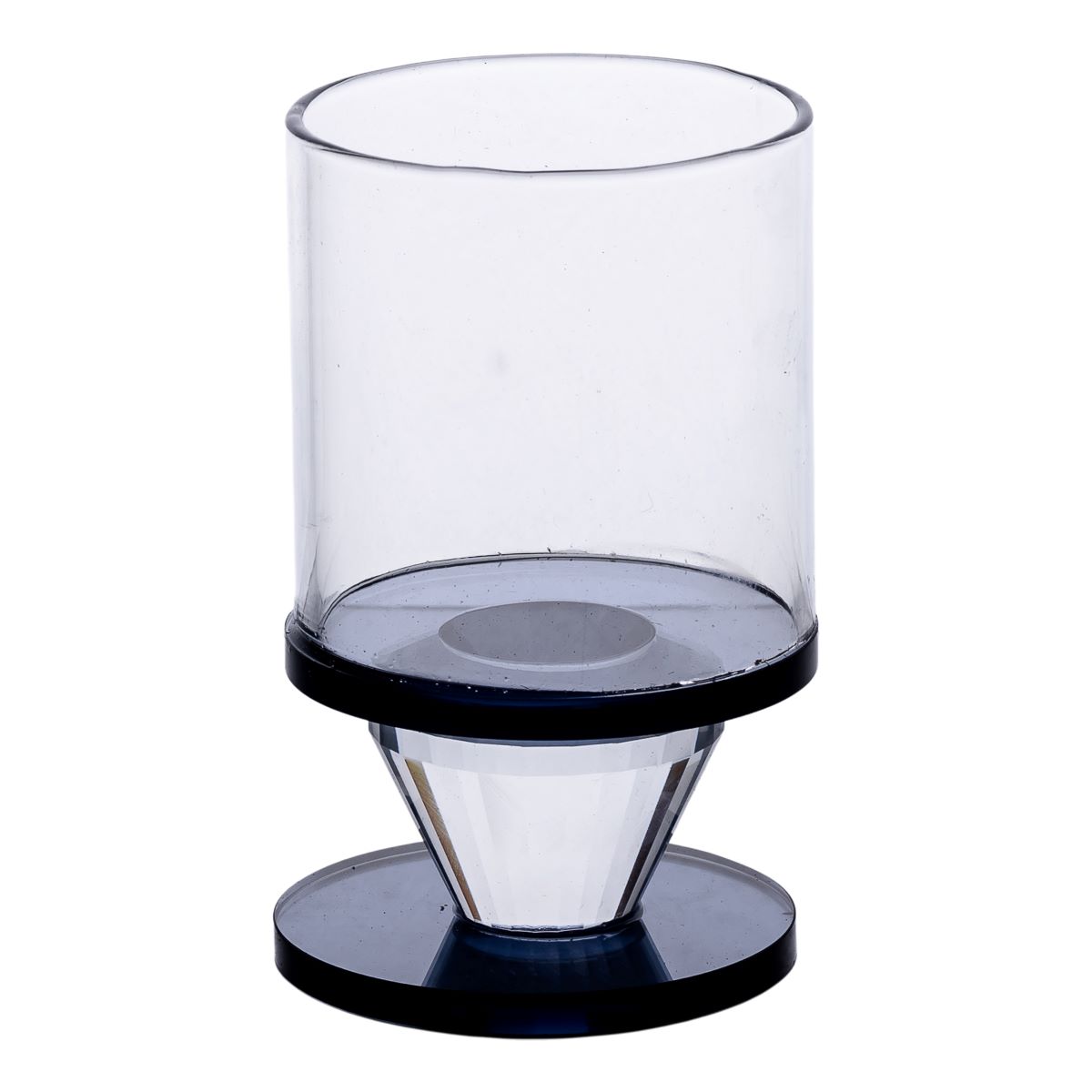 419S_2 Підсвічник скляний 6×10 см на одну свічку підсвічник келих на ніжці декоративний Сірий HP-4-19S - Зображення 1