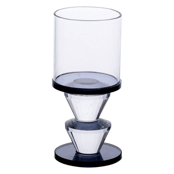 Підсвічник скляний 6×13 см на одну свічку підсвічник келих на ніжці декоративний Сірий HP-4-20M