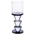 Підсвічник скляний 6×15.7 см на одну свічку підсвічник келих на ніжці декоративний Сірий HP-4-21L