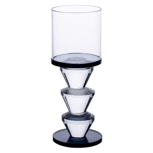 Підсвічник скляний 6×15.7 см на одну свічку підсвічник келих на ніжці декоративний Сірий HP-4-21L