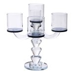 Канделябр на 5 свічок 19×19×24 см підсвічник декоративний скляний на ніжці Чорний HP-4-23 - Зображення 2