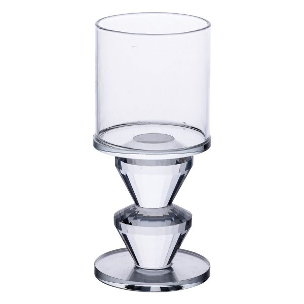Підсвічник скляний 6×13.3 см на одну свічку підсвічник келих на ніжці декоративний прозорий HP-4-28M