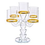 Канделябр на 5 свічок 19×19×23 см підсвічник скляний декоративний із золотою окантовкою HP-4-36