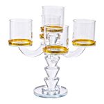 Канделябр на 5 свічок 19×19×23 см підсвічник скляний декоративний із золотою окантовкою HP-4-36 - Зображення 2