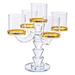 Канделябр на 5 свічок 19×19×23 см підсвічник скляний декоративний із золотою окантовкою HP-4-36 - Зображення 3