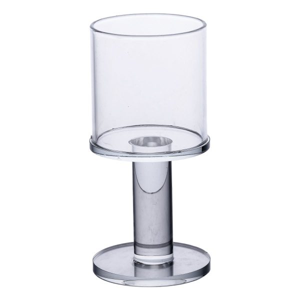 Декоративний скляний підсвічник на ніжці 12.5 см прозорий HP-4-37S
