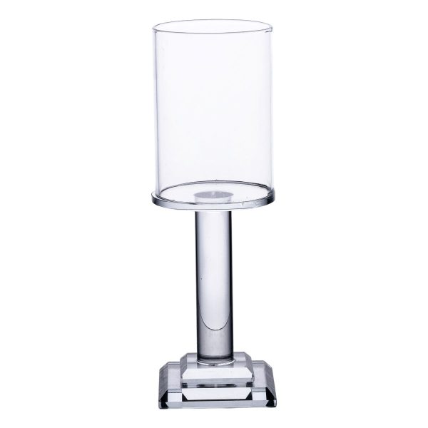 Підсвічник скляний на ніжці 6.5×20 см підсвічник келих декоративний прозорий HP-4-40S