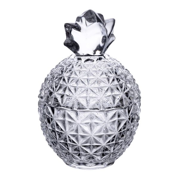 Цукерниця з кришкою Ø9 см ваза цукерниця кругла скляна прозора ананас HP-4-112