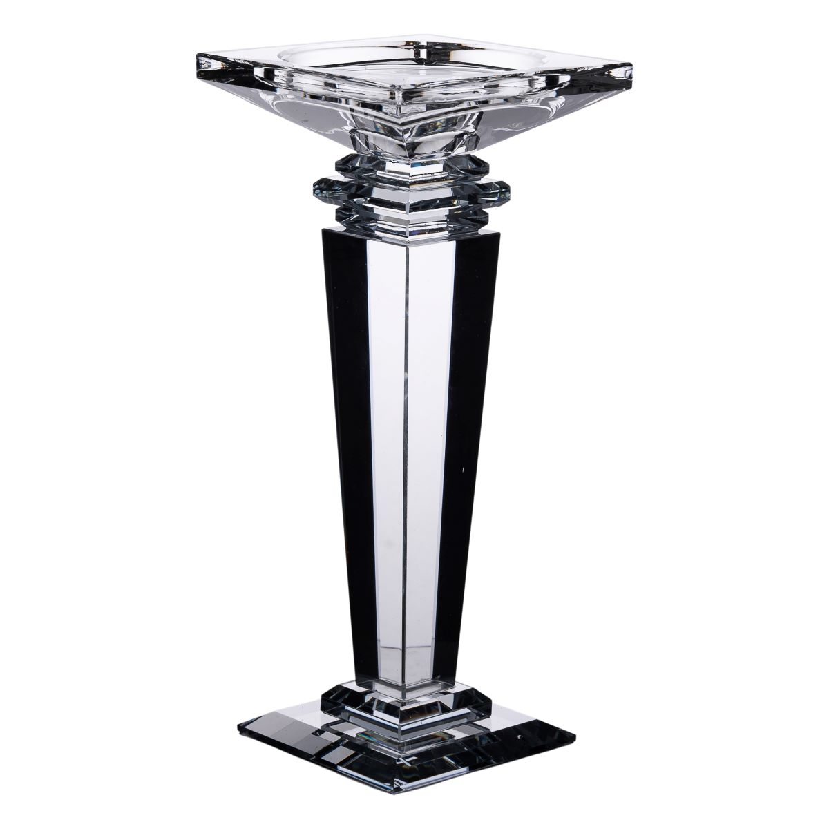 453M_3-1 Підсвічник скляний на високій ніжці 9.5×9.5×22.5 см декоративний прозорий HP-4-53M - Зображення 1