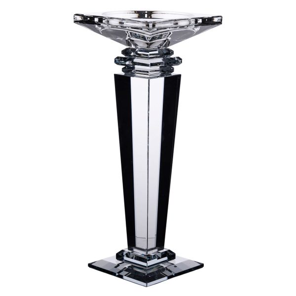 Підсвічник скляний на високій ніжці 9.5×9.5×24 см декоративний прозорий HP-4-54L