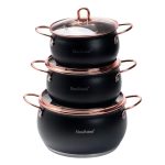 Набір каструль із нержавіючої сталі 2,6 л - 3,6 л - 6,1 л зі скляними кришками HP33525B - Зображення 2