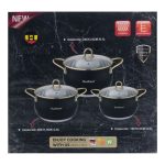 Набір каструль із нержавіючої сталі 2,6 л - 3,6 л - 6,1 л зі скляними кришками HP33525B - Зображення 6