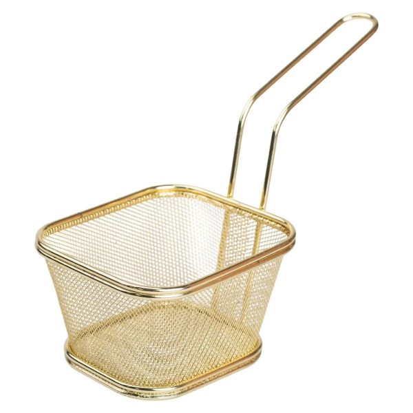 Кошик для сервірування картоплі фрі та снеків 13×11×7 см Золота HP-19-4-L-G