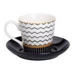 порцелянова чашка з чорним блюдцем 200 мл RX-N24708WH