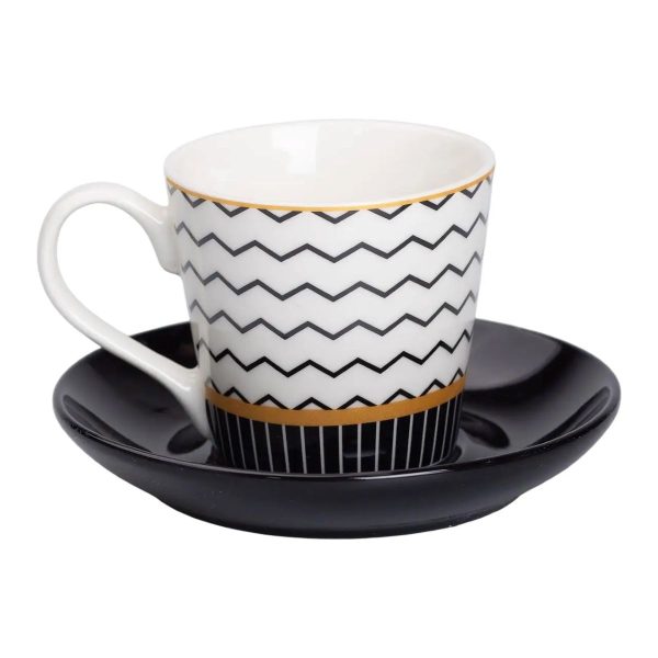 Порцелянова чашка з чорним блюдцем 200 мл RX-N24708WH