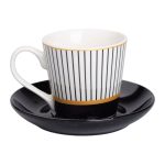 порцелянова чашка з чорним блюдцем 200 мл RX-N24708WP