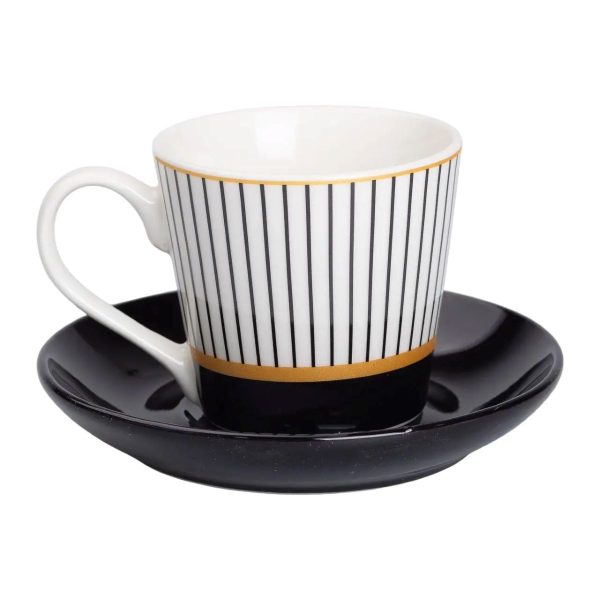 порцелянова чашка з чорним блюдцем 200 мл RX-N24708WP