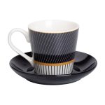 порцелянова чашка з чорним блюдцем 200 мл RX-N24708BW