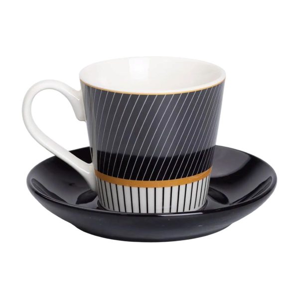 порцелянова чашка з чорним блюдцем 200 мл RX-N24708BW