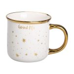 Чашка порцелянова із золотим обідком та позолоченою ручкою 320 (мл) Good life Біла RX-N231506W