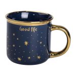 Чашка порцелянова із золотим обідком та позолоченою ручкою 320 (мл) Good life Синя RX-N231506BL