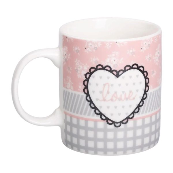 Чашка порцелянова 400 (мл) чашка для кави та чаю з написом та серцем Lugi RX-N240143GRE