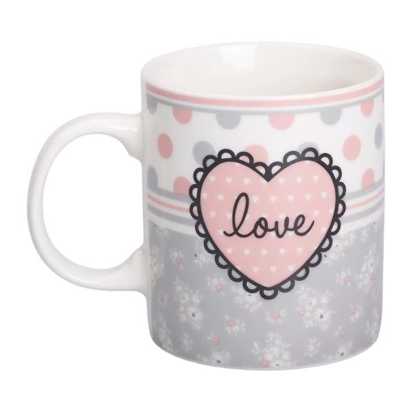 Чашка порцелянова 400 (мл) чашка для кави та чаю з написом та серцем Lugi RX-N240143GKV