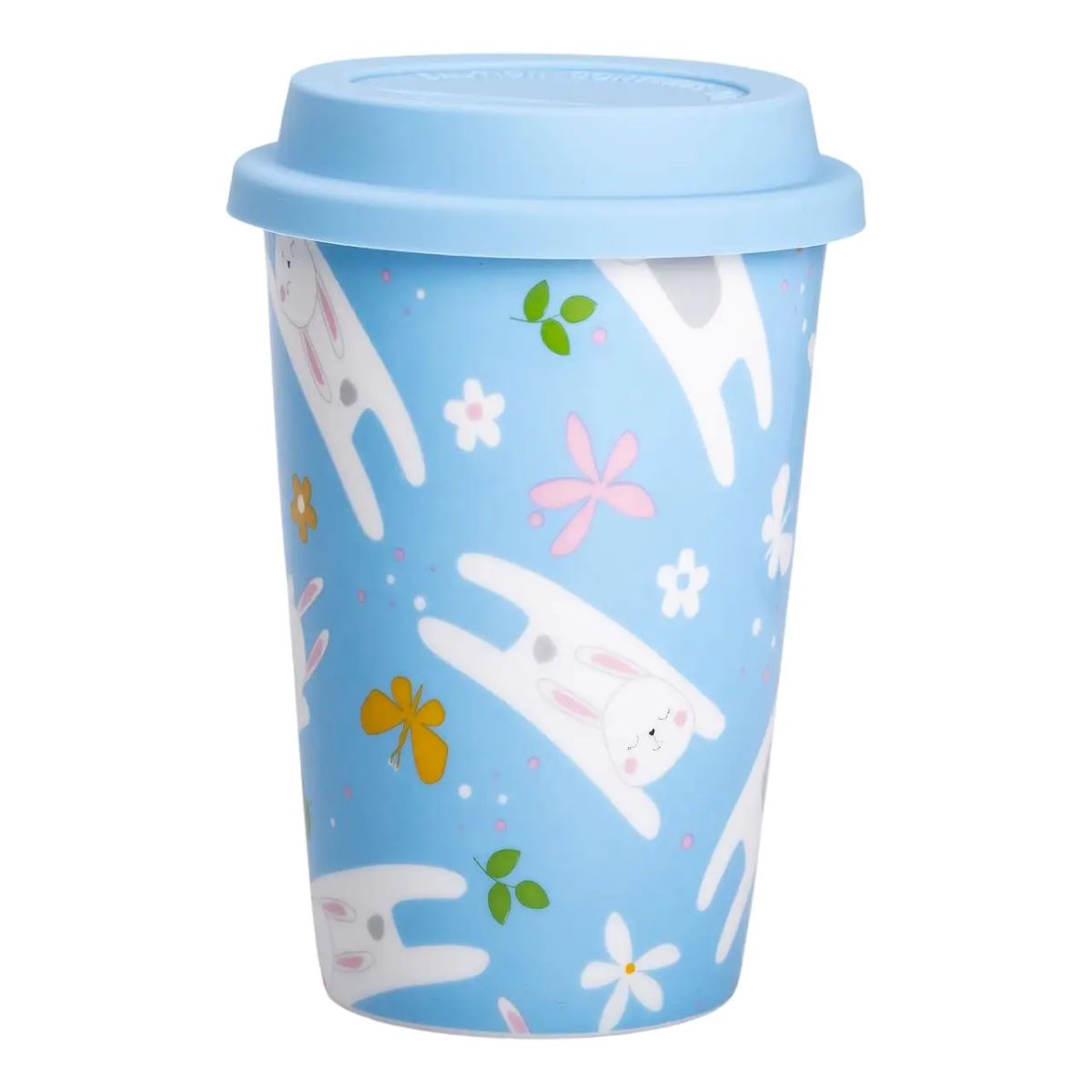 6523046822_w640_h640_6523046822 порцелянаовий стакан із силіконовою кришкою та отвором для трубочки 420 мл Блакитний RX-N240546BL - Зображення 1