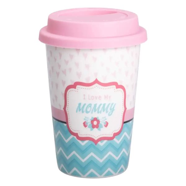 Порцеляновий стакан 420 мл з силіконовою кришкою "I love my mommy" RX-N240288LM