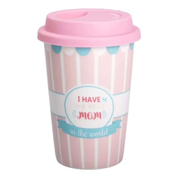 Порцеляновий стакан 420 мл з силіконовою кришкою "I have the best mom" RX-N240288HM