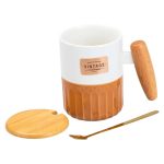 Чашка порцелянова з бамбуковою кришкою та ручкою 400 мл Коричнева HP7204BR - Зображення 3