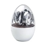 Набір столових приладів на 6 персон із нержавіючої сталі 24 штуки з підставкою Яйце Білий HP7889 - Зображення 4