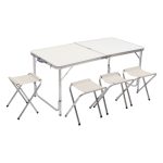 Стіл і 4 стільці для пікніка набір туристичних алюмінієвих складних алюмінієвих меблів для кемпінгу 8812-4