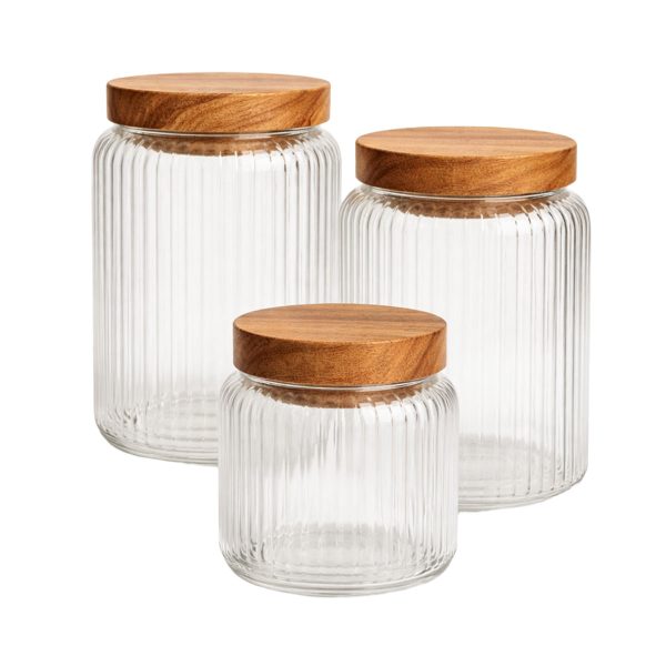 Набір банок для зберігання з бамбуковими кришками 400/600/800 мл 64486-13