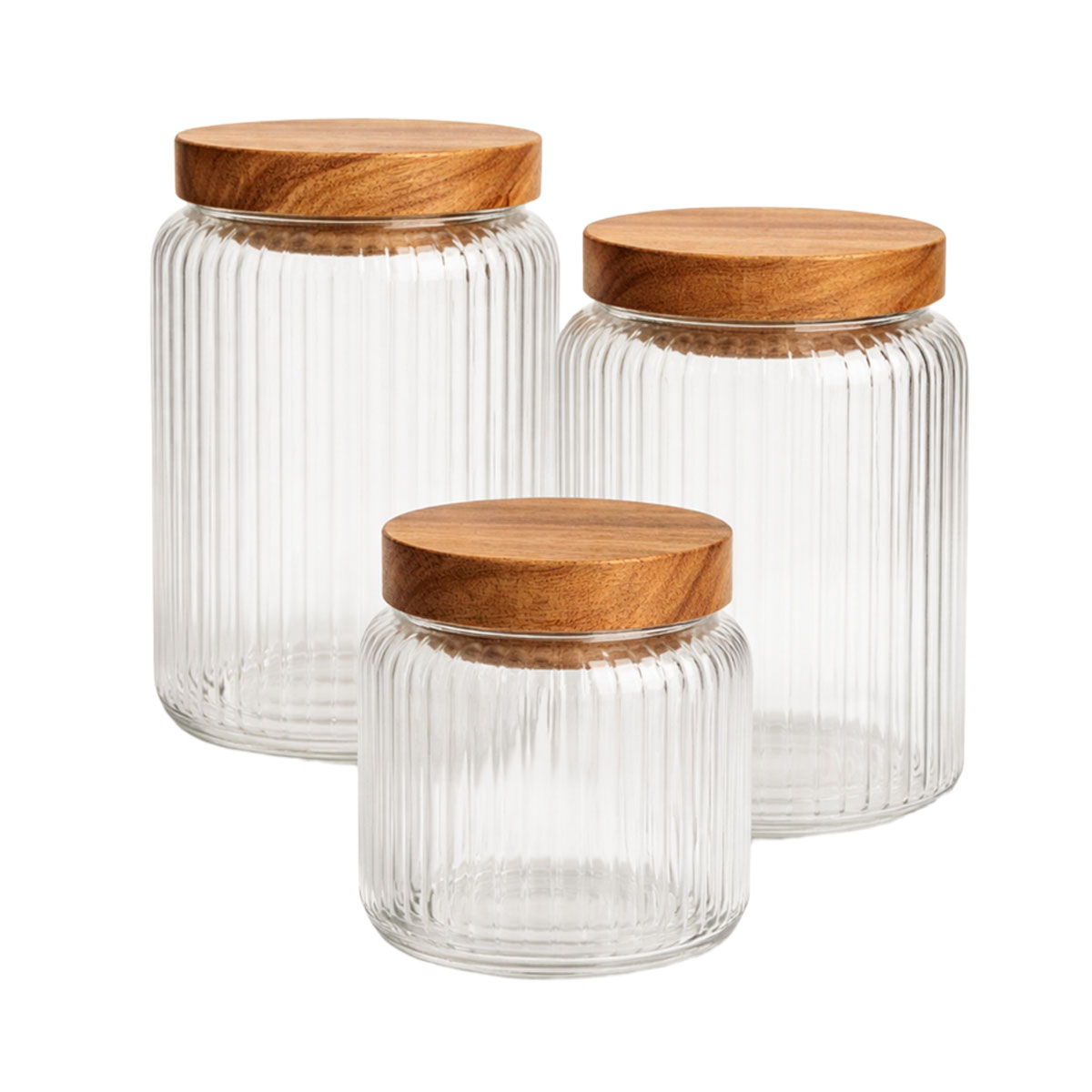 D0BDD0B0D0B7D0B2D0B8-1-2 Набір банок для зберігання з бамбуковими кришками 400/600/800 мл 64486-13 - Зображення 1