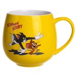 Святкова порцелянова чашка "Веселі Герої" 400 мл, Кружка дитяча із порцеляни на подарунок Жовта FM-13TJB