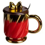 Новорічна порцелянова чашка «Золотий Вихор» 450 мл з кришкою і ложкою Yiwu FM-23C