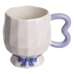 Чашка порцелянова на ніжці 400 (мл) оригінальна кружка на подарунок чашка для чаю та кави Бузковий FM-39A