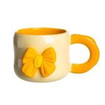 Кубок порцелянова з магнітом Бант 400 (мл) подарункова кружка прикольна чашка для дітей на подарунок Бежевий з жовтим FM-52A