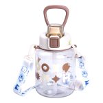 Пляшка для води дитяча 650 мл на ремінці пляшечка з трубочкою для дитини для спорту і школи Water bottle HP-14-43BR