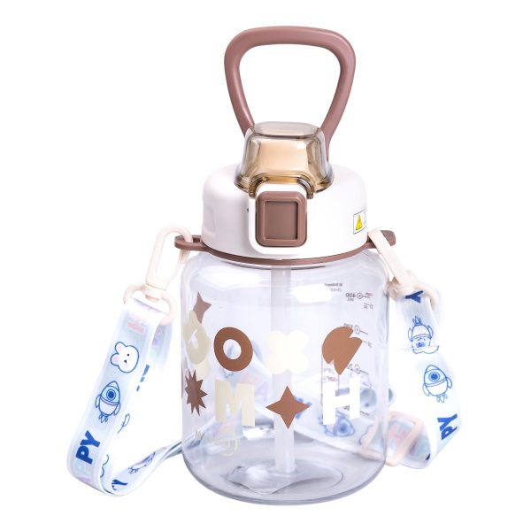 Дитяча пляшка для води 650 мл з ремінцем і трубочкою для спорту та школи Water bottle HP-14-43BR