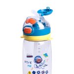Пляшка для води дитяча 550 мл з ремінцем і трубочкою для спорту та школи 20 см Синя HP-14-45BL - Зображення 4