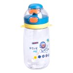 Пляшка для води дитяча 550 мл з ремінцем і трубочкою для спорту та школи 20 см Синя HP-14-45BL - Зображення 2