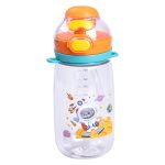 Пляшка для води дитяча 550 мл з ремінцем і трубочкою для спорту та школи 20 см Помаранчева HP-14-45O - Зображення 2