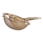 Набір ситечок 3 штуки для чаю, круп і борошна 8,14 і 20 см  з нержавіючої сталі Золотистий HP-19-21 - Зображення 4